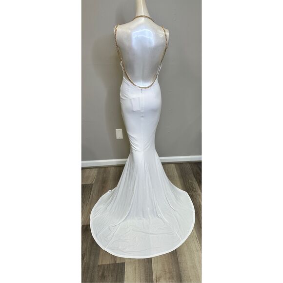 NWT Retrofete Valentina Open Back Floor Length Maxi Dress White XS $595 - Picture 7 of 9